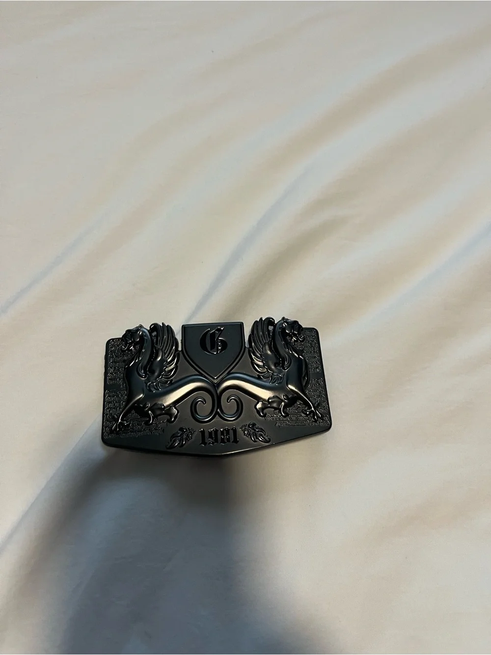 Guess Black Griffin Crest Belt Buckle